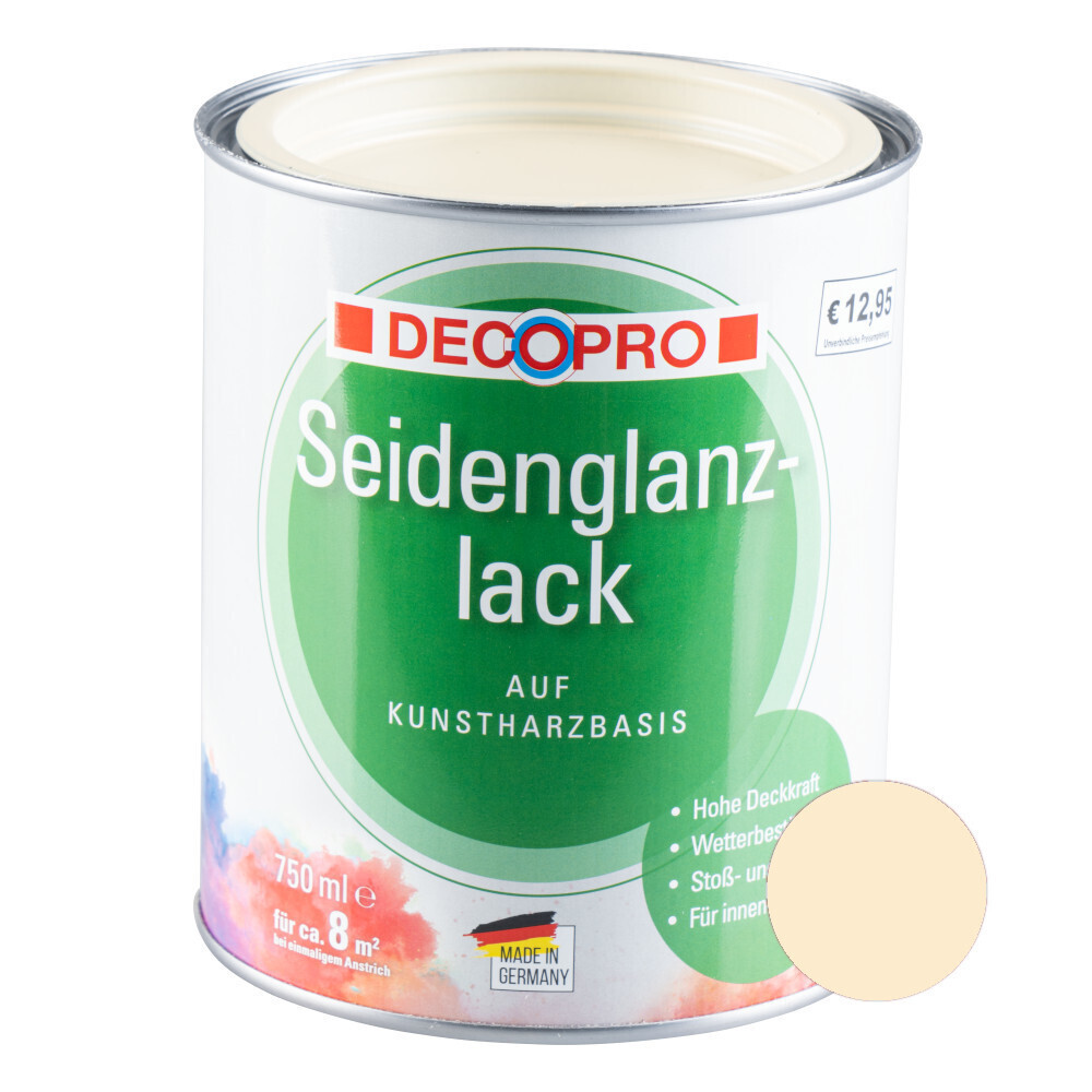 Decopro seidenglanzlack hellelfenbein ral 1015 für innen und außen