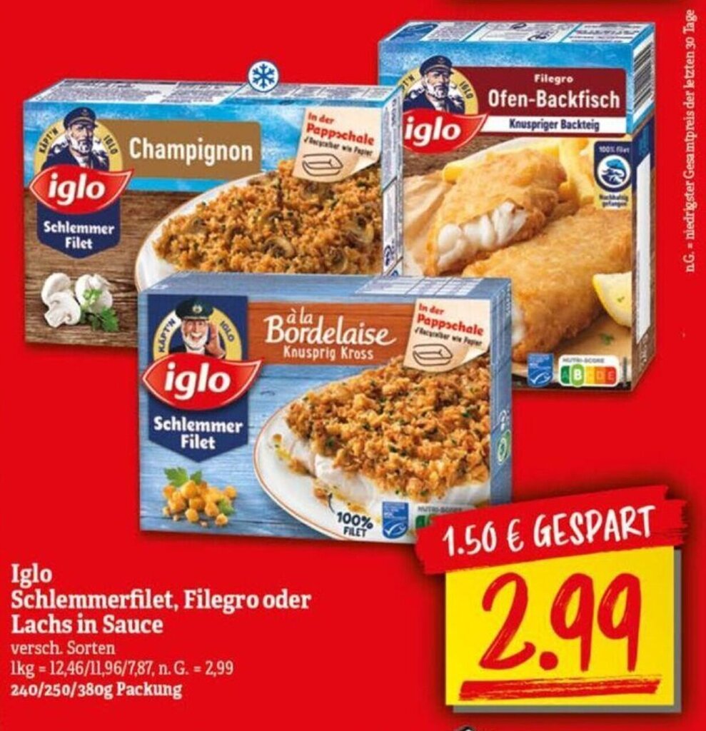 Iglo Schlemmerfilet Filegro Oder Lachs In Sauce G Angebot