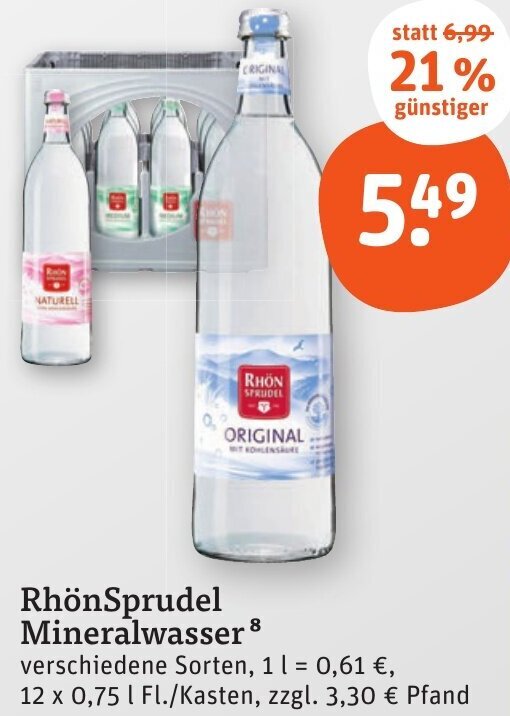 Rh Nsprudel Mineralwasser X L Angebot Bei Tegut