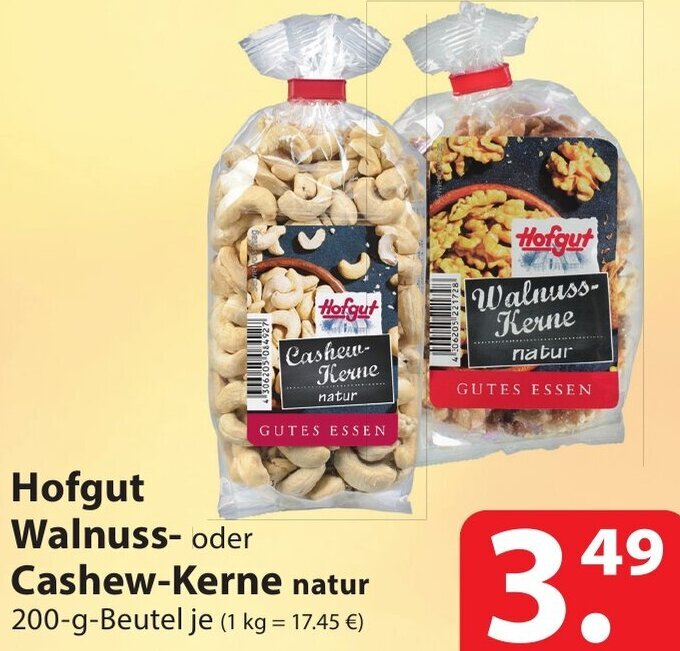 Hofgut Walnuss Oder Cashew Kerne Natur 200 G Beutel Angebot Bei Famila