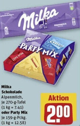 Milka Schokolade 270 G Tafel Oder Party Mix Je 159 G Pckg Angebot Bei REWE