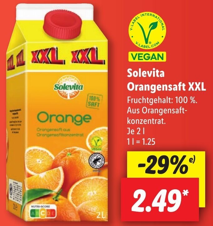 Solevita Orangensaft Xxl L Angebot Bei Lidl