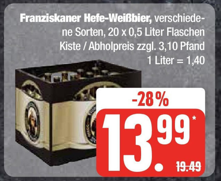 Franziskaner Hefe Wei Bier X Liter Angebot Bei Marktkauf