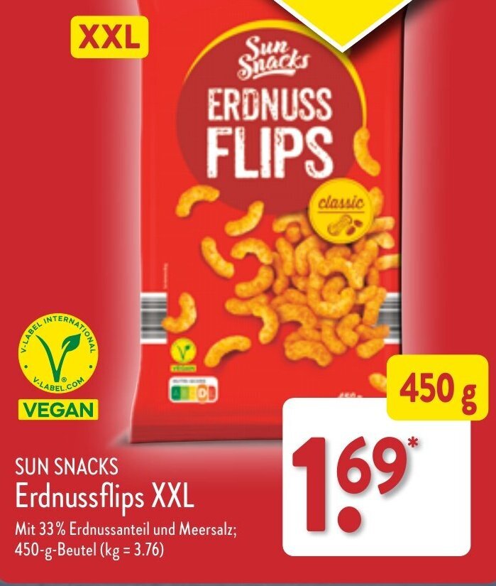 SUN SNACKS Erdnussflips XXL 450 G Beutel Angebot Bei Aldi Nord