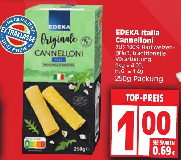 EDEKA Italia Cannelloni 250g Packung Angebot Bei Edeka