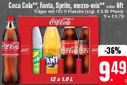 Coca Cola Fanta Sprite Mezzo Mix Oder Lift X L Flasche Angebot