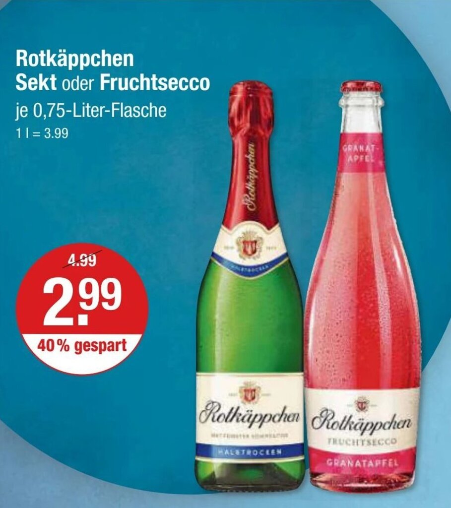 Rotk Ppchen Sekt Oder Fruchtsecco Je Liter Angebot Bei V Markt