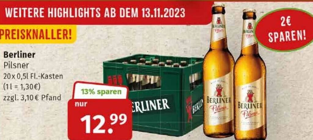 Berliner Pilsner 20x 0 5l Fl Kasten Angebot Bei Markgrafen