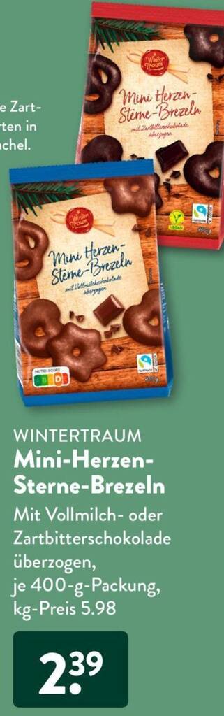 WINTERTRAUM Mini Herzen Sterne Brezeln 400 g Packung Angebot bei Aldi Süd