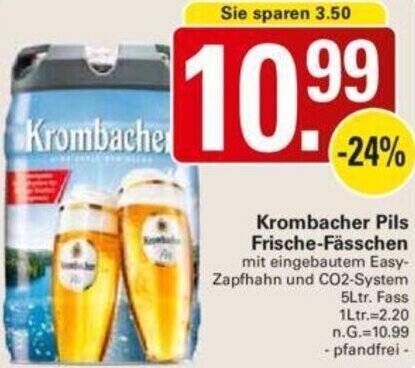 Krombacher Pils Frische F Sschen Ltr Fass Angebot Bei Wez