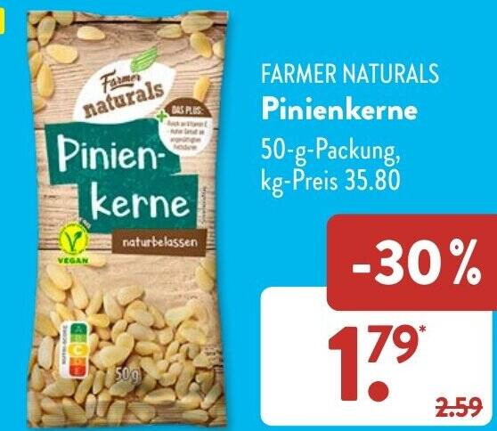 FARMER NATURALS Pinienkerne 50 g Packung Angebot bei Aldi Süd