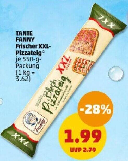 TANTE FANNY Frischer XXL Pizzateig 550 G Packung Angebot Bei PENNY