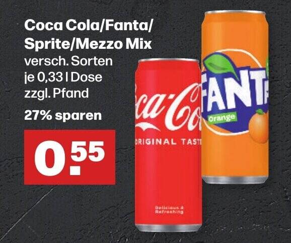 Coca Cola Fanta Sprite Mezzo Mix Versch Sorten Je L Angebot Bei