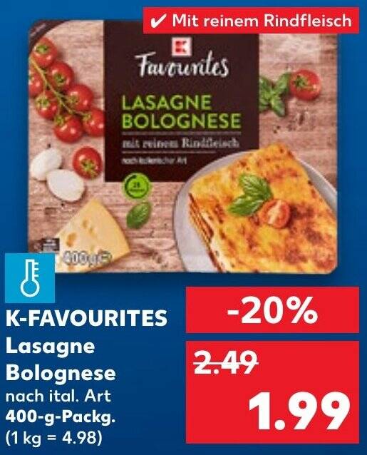 K Favourites Lasagne Bolognese G Packg Angebot Bei Kaufland