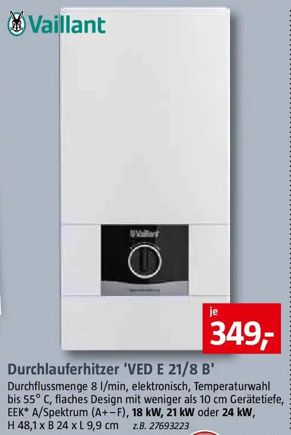 Vaillant Durchlauferhitzer Ved E B Angebot Bei Bauhaus