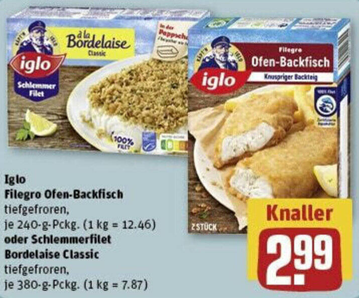 Iglo Filegro Ofen Backfisch 240 G Oder Schlemmerfilet Bordelaise