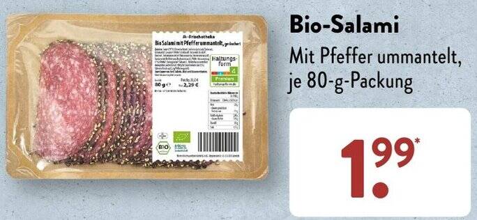 Bio Salami G Packung Angebot Bei Aldi S D