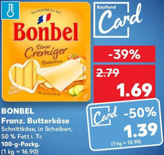 BONBEL Franz Butterkäse 100 g Packg Angebot bei Kaufland