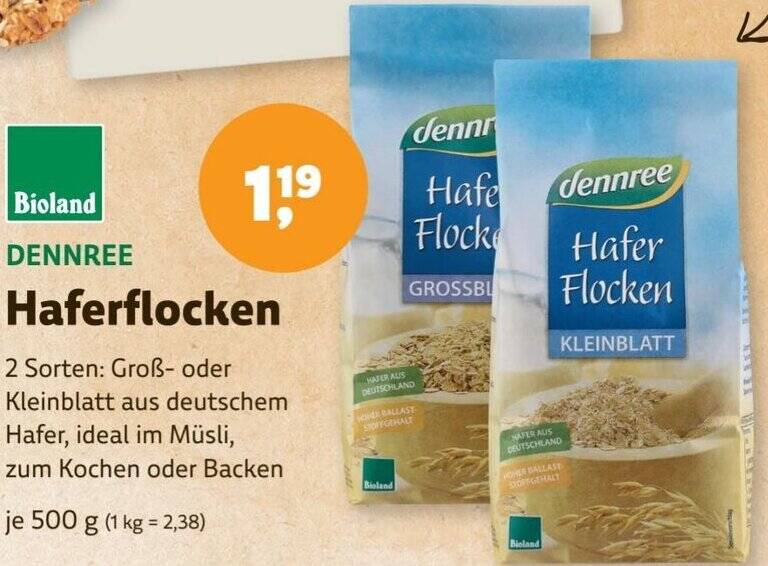 Bioland Dennree Haferflocken G Angebot Bei Denns Biomarkt