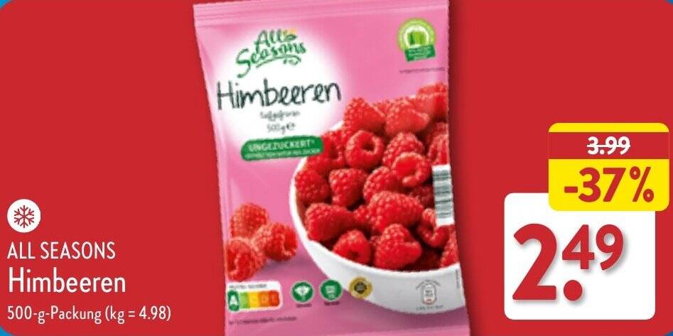 ALL SEASONS Himbeeren 500 G Packung Angebot Bei Aldi Nord