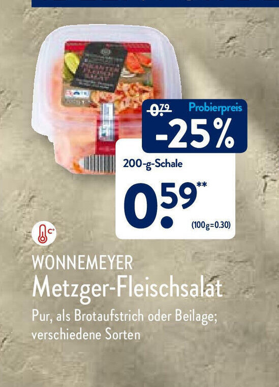 Wonnemeyer Metzger Fleischsalat 200g Schale Angebot Bei Aldi Nord