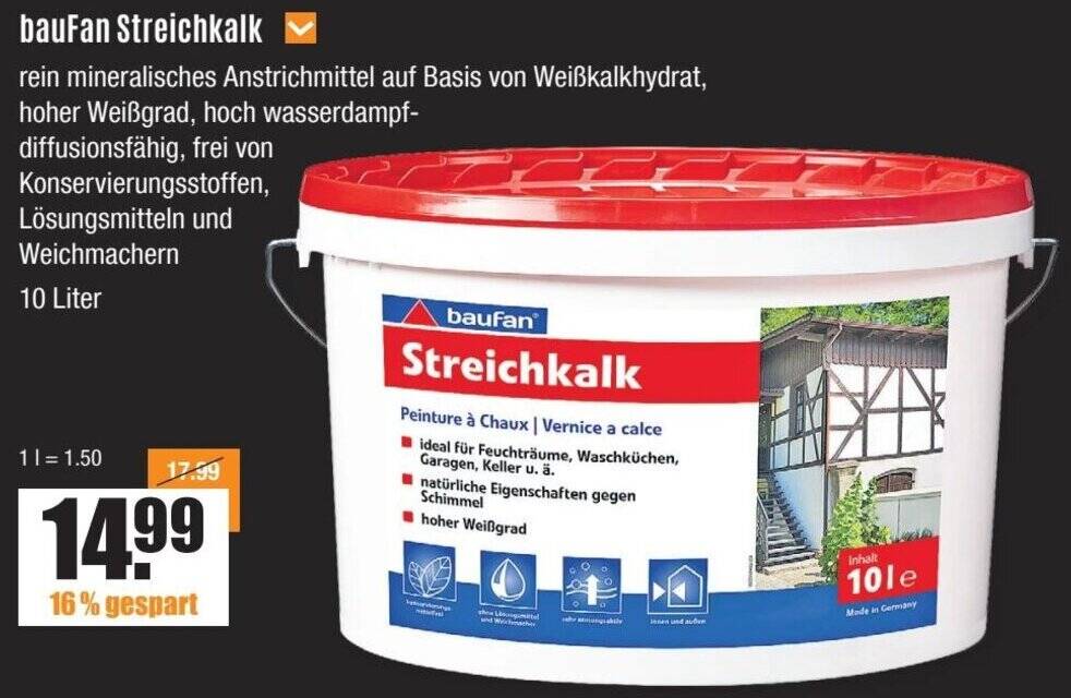 BauFan Streichkalk 10 Liter Angebot Bei V Baumarkt