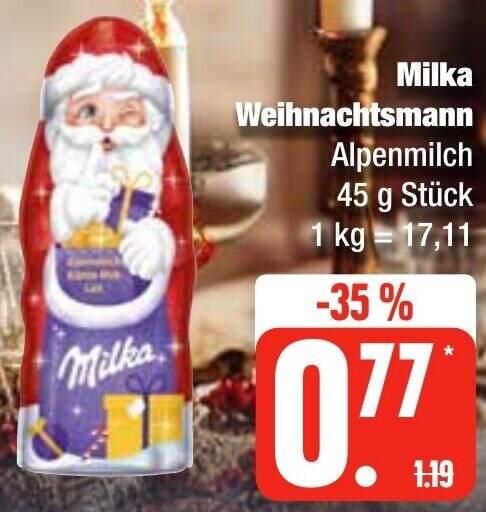 Milka Weihnachtsmann Alpenmilch G St Ck Angebot Bei Edeka Frischemarkt