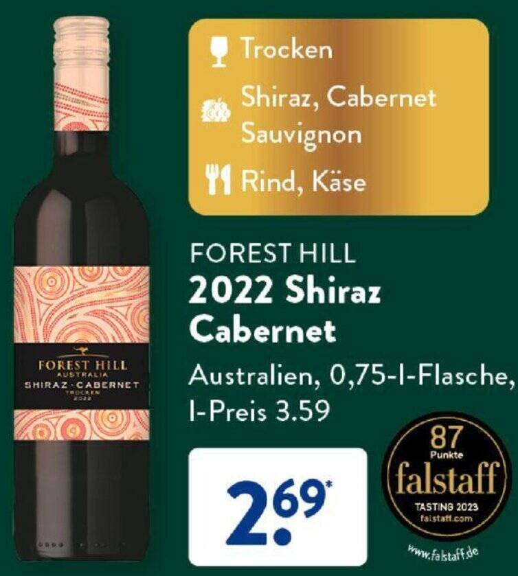 FOREST HILL 2022 Shiraz Cabernet 0 75 L Flasche Angebot bei Aldi Süd