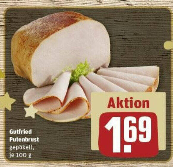 Gutfried Putenbrust gepökelt je 100 g Angebot bei REWE