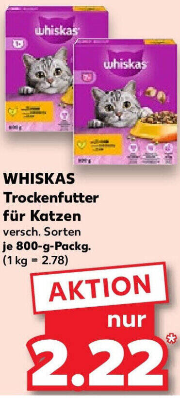 WHISKAS Trockenfutter für Katzen 800 g Packg Angebot bei Kaufland