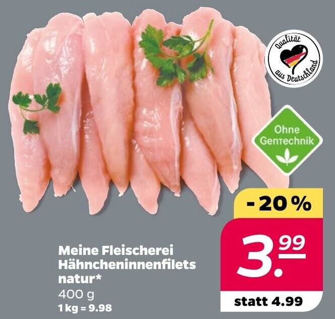 Meine Fleischerei Hähncheninnenfilets natur 400 g Angebot bei NETTO