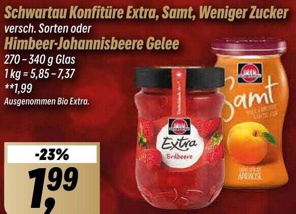 Schwartau Konfitüre Extra Samt Weniger Zucker oder Himbeer