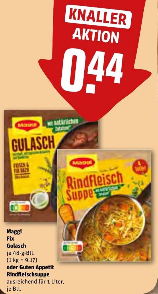 Maggi Fix Gulasch 48 G Btl Oder Guten Appetit Rindfleischsuppe 1 Liter