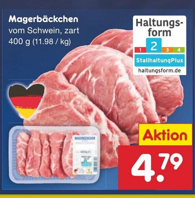 Magerbäckchen vom Schwein zart 400 g Angebot bei Netto Marken Discount