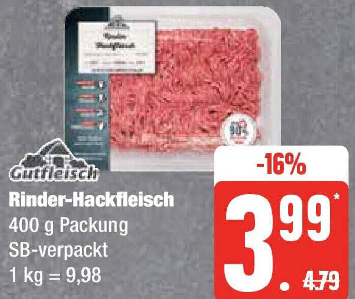 Gutfleisch Rinder Hackfleisch 400 G Packung Angebot Bei Edeka