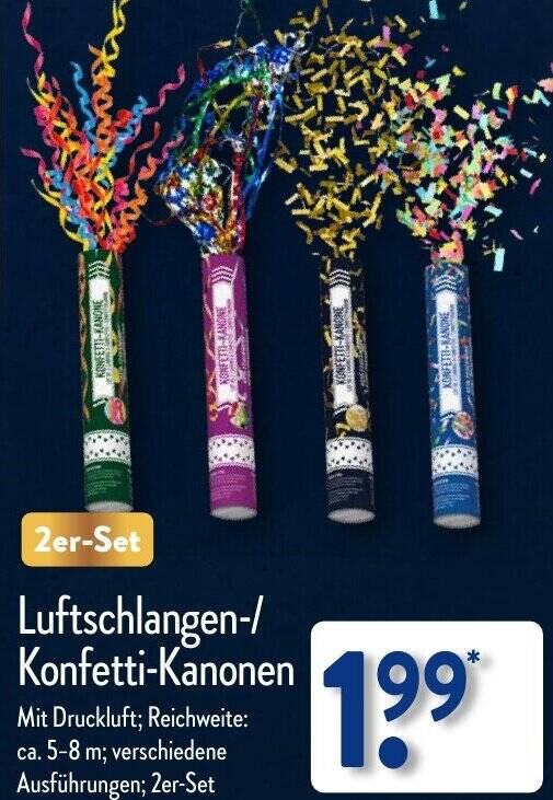 Luftschlangen Konfetti Kanonen 2er Set Angebot Bei Aldi Nord