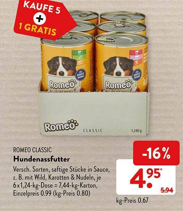 Romeo Classic Hundenassfutter Angebot Bei Aldi S D