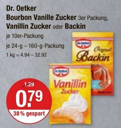 Dr Oetker Bourbon Vanille Zucker Er Packung Vanillin Zucker Oder