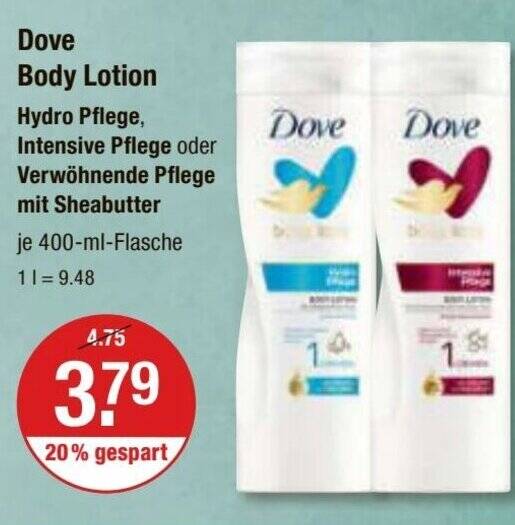 Dove Body Lotion Hydro Pflege Intensive Pflege oder Verwöhnende Pflege