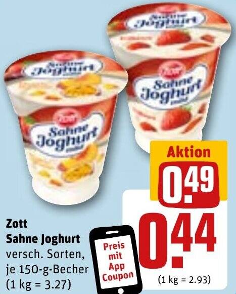 Zott Sahne Joghurt 150 G Becher Angebot Bei REWE