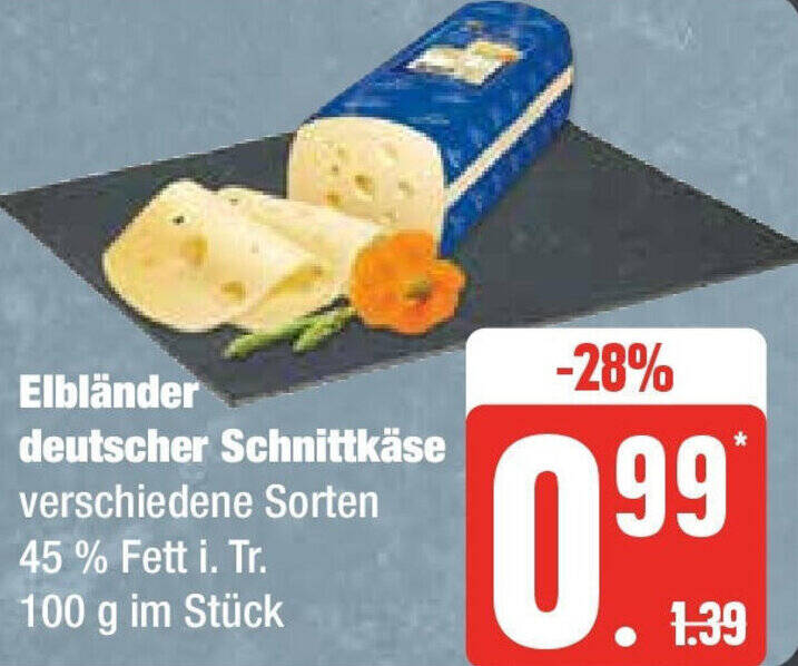 Elbländer deutscher Schnittkäse 100 g Angebot bei Edeka