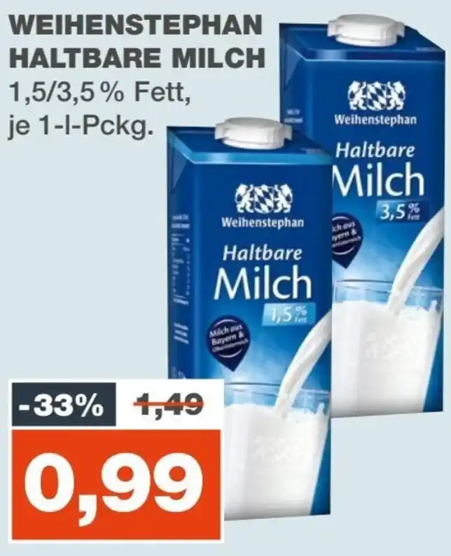 WEIHENSTEPHAN HALTBARE MILCH 1 L Pckg Angebot Bei Mein Real