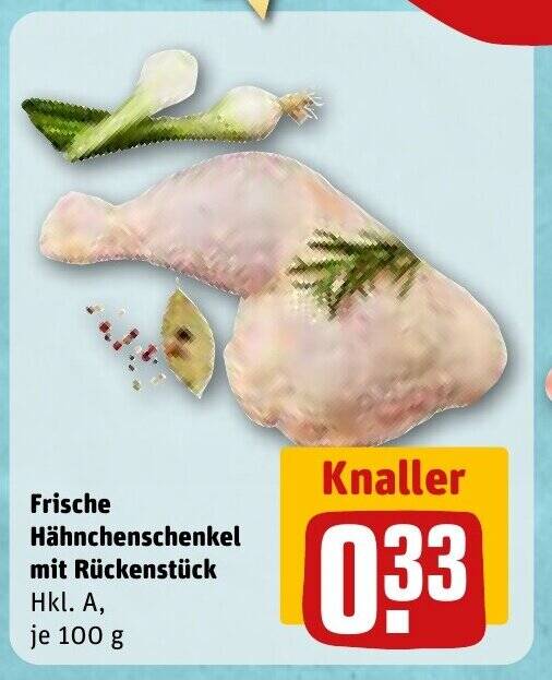 Frische Hähnchenschenkel mit Rückenstück Hkl A je 100 g Angebot bei REWE