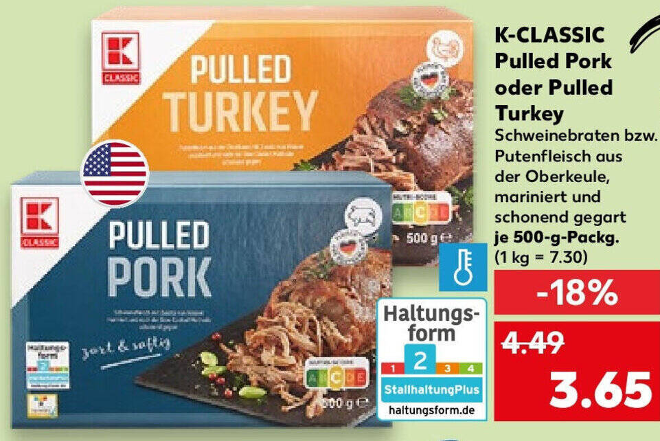 K CLASSIC Pulled Pork Oder Pulled Turkey 500 G Packg Angebot Bei Kaufland