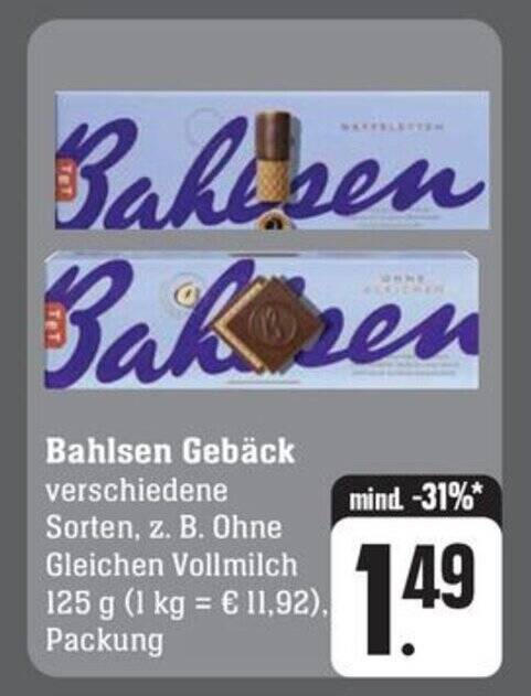 Bahlsen Geb Ck Verschiedene Sorten Z B Ohne Gleichen Vollmilch G