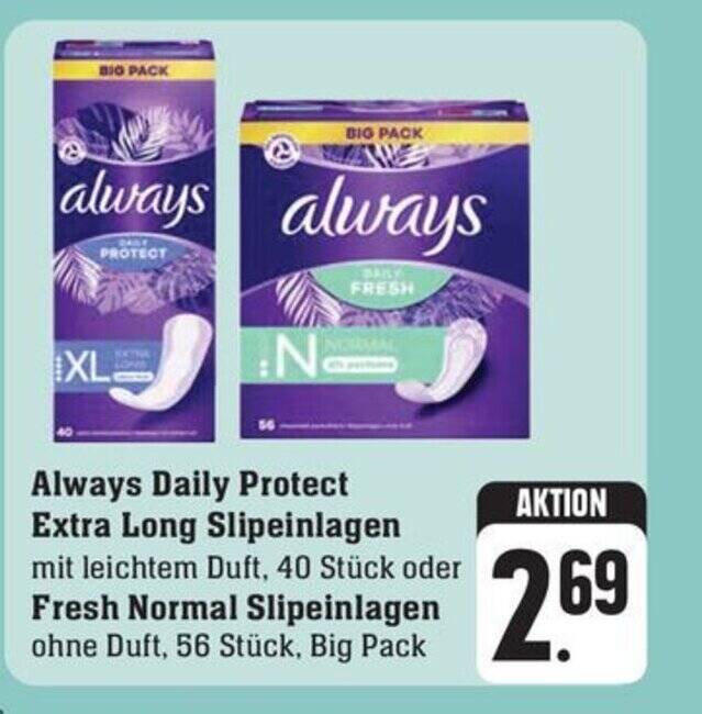 Always Daily Protect Extra Long Slipeinlagen 40 Stück oder Fresh