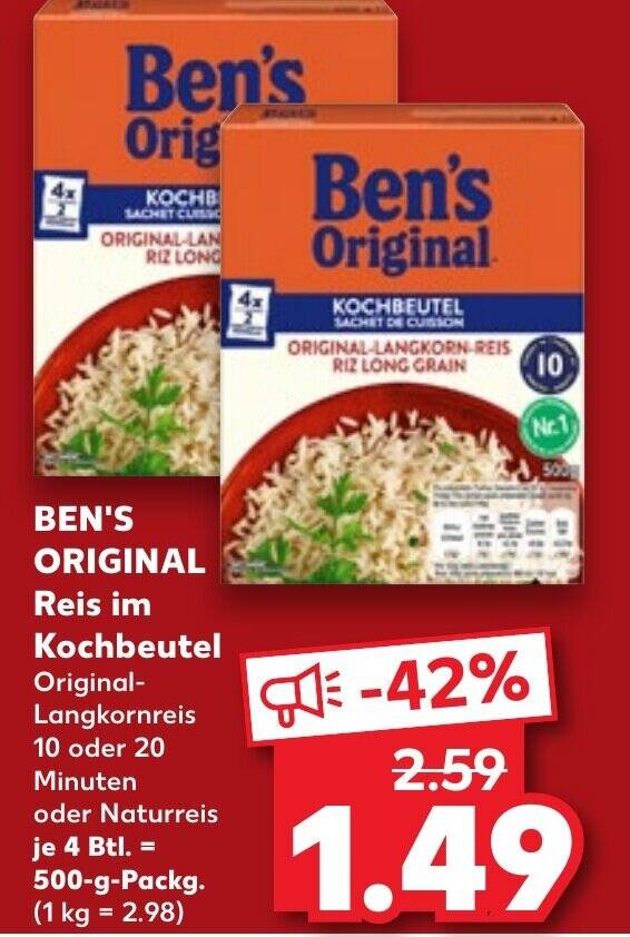 Ben S Original Reis Im Kochbeutel G Packg Angebot Bei Kaufland