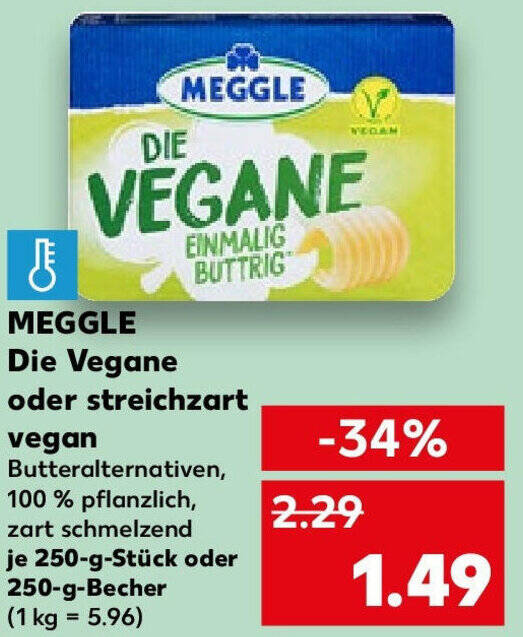 MEGGLE Vegane oder streichzart vegan 250 g Stück oder 250 g Becher