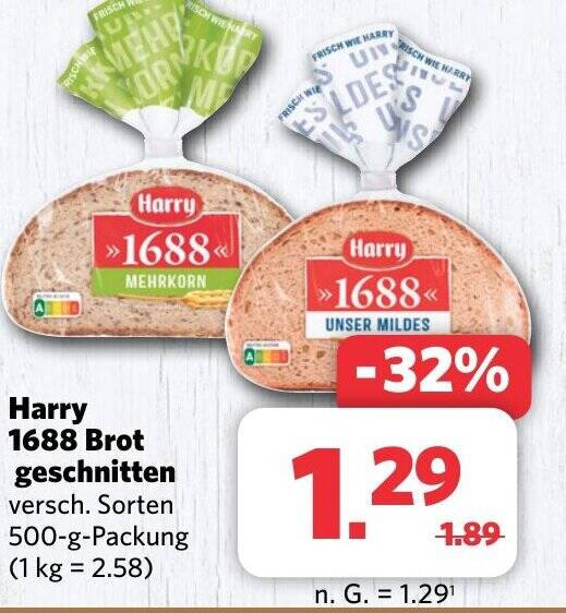 Harry 1688 Brot Geschnitte 500 G Packung Angebot Bei Combi