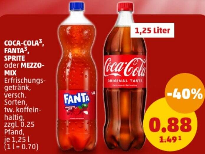 COCA COLA FANTA SPRITE Oder MEZZO MIX 1 25 Liter Angebot Bei PENNY